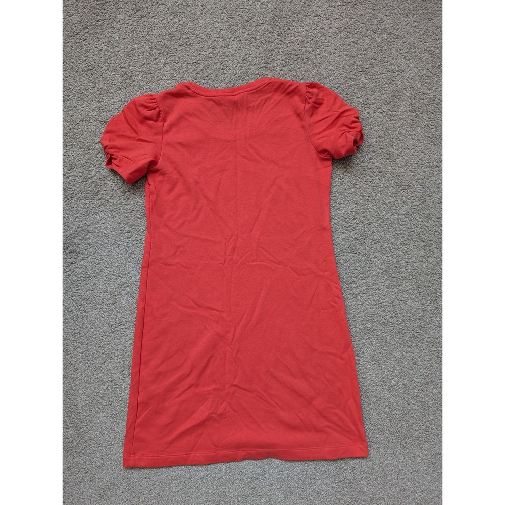 Nine West Dress Womens XS Coral Orange Short Puff Sleeve French Terry Knit Shift - Picture 8 of 12